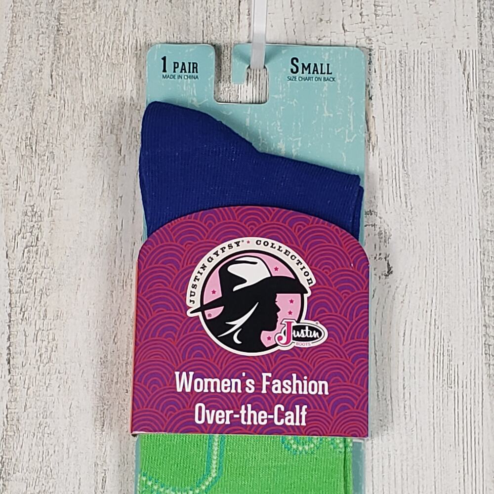 NWT Justin Boots Fashion Cushioned Sole Over The Calf Socks Women's Size Small - Picture 3 of 8
